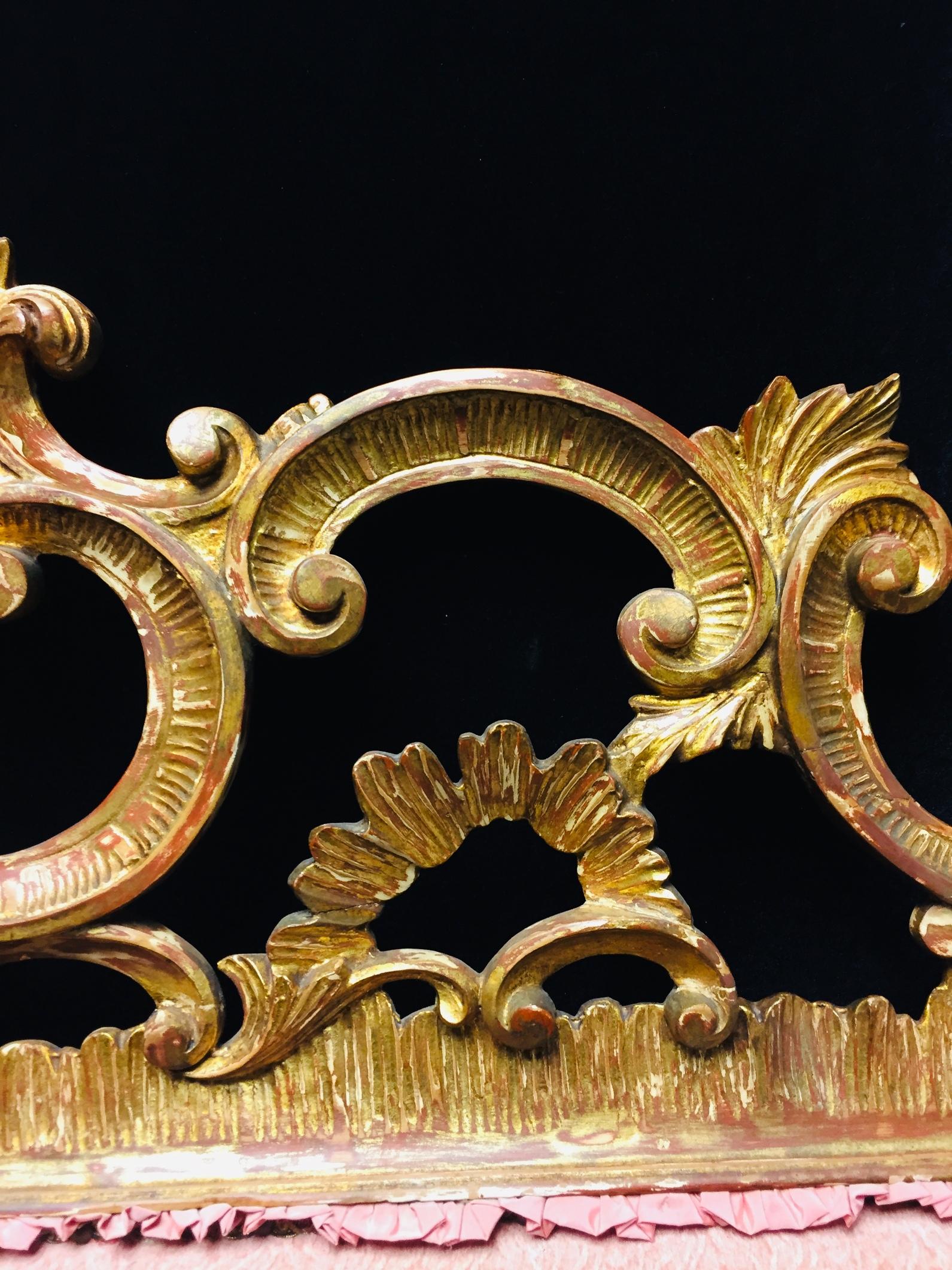 Italian Rococo Style Carved Giltwood King Headboard Bed 4
