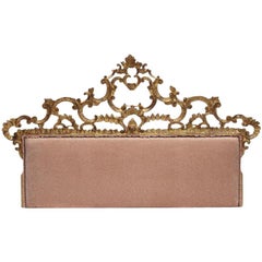 Italian Rococo Style Carved Giltwood King Headboard Bed