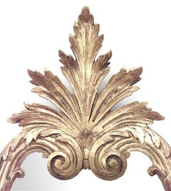 Italian Rococo Style Carved Giltwood Leaf Pediment Wall Mirror