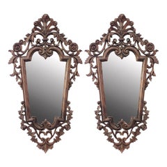 Italian Rococo Style Carved Stripped Pine Wall Mirrors