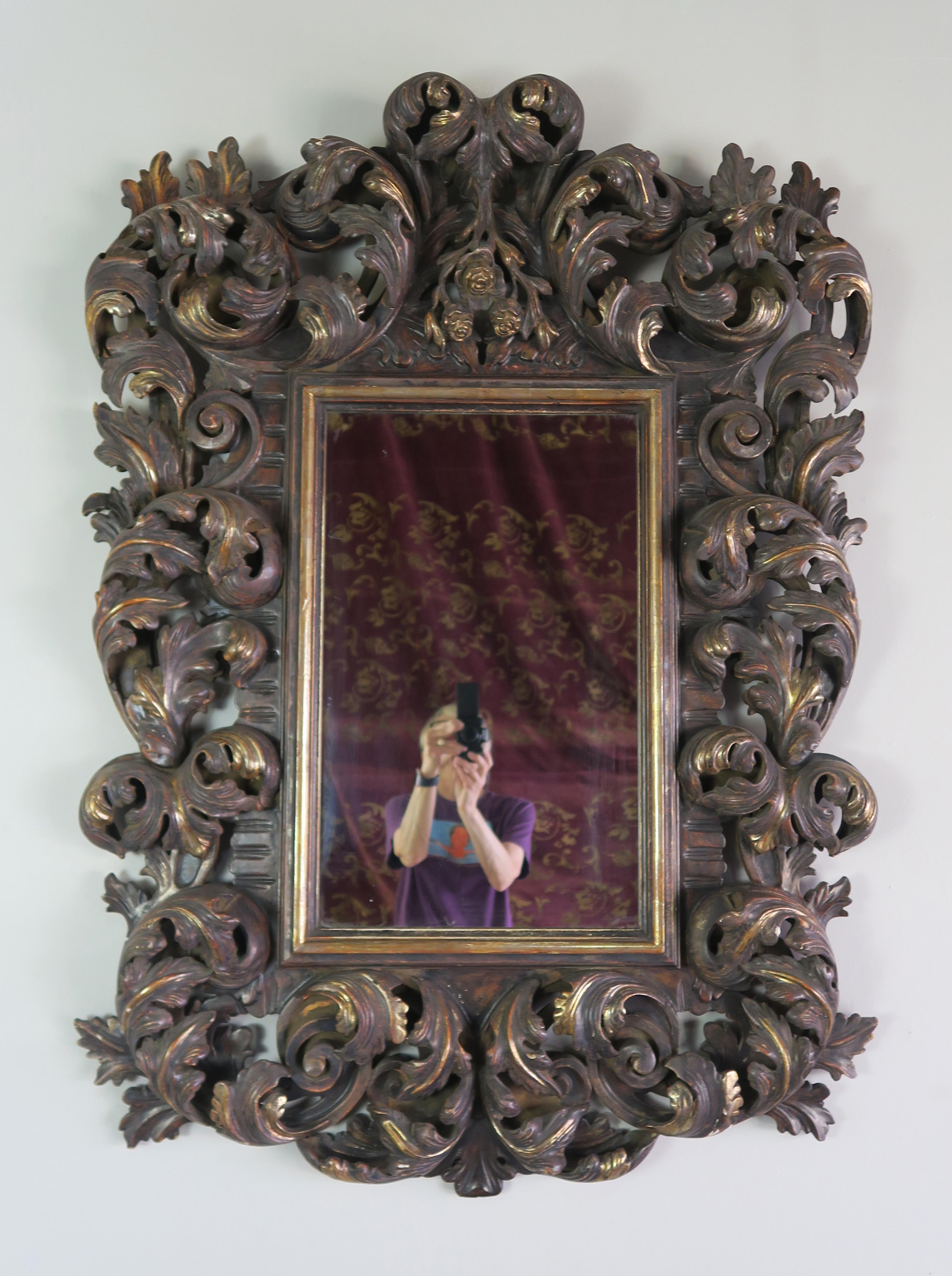 Italian Rococo Style Carved Wood Painted and Parcel-Gilt Mirror 6