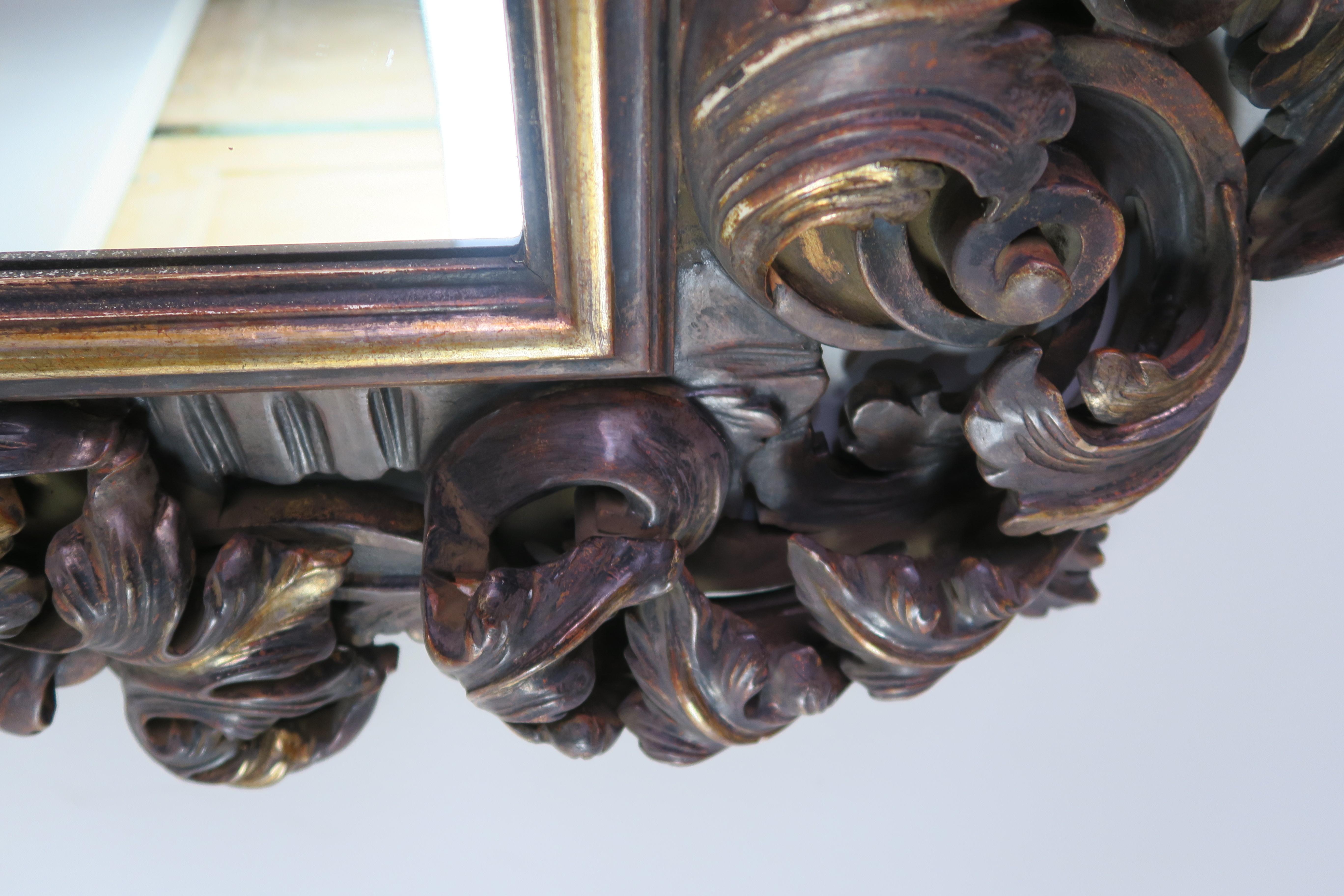 Italian Rococo Style Carved Wood Painted and Parcel-Gilt Mirror 2