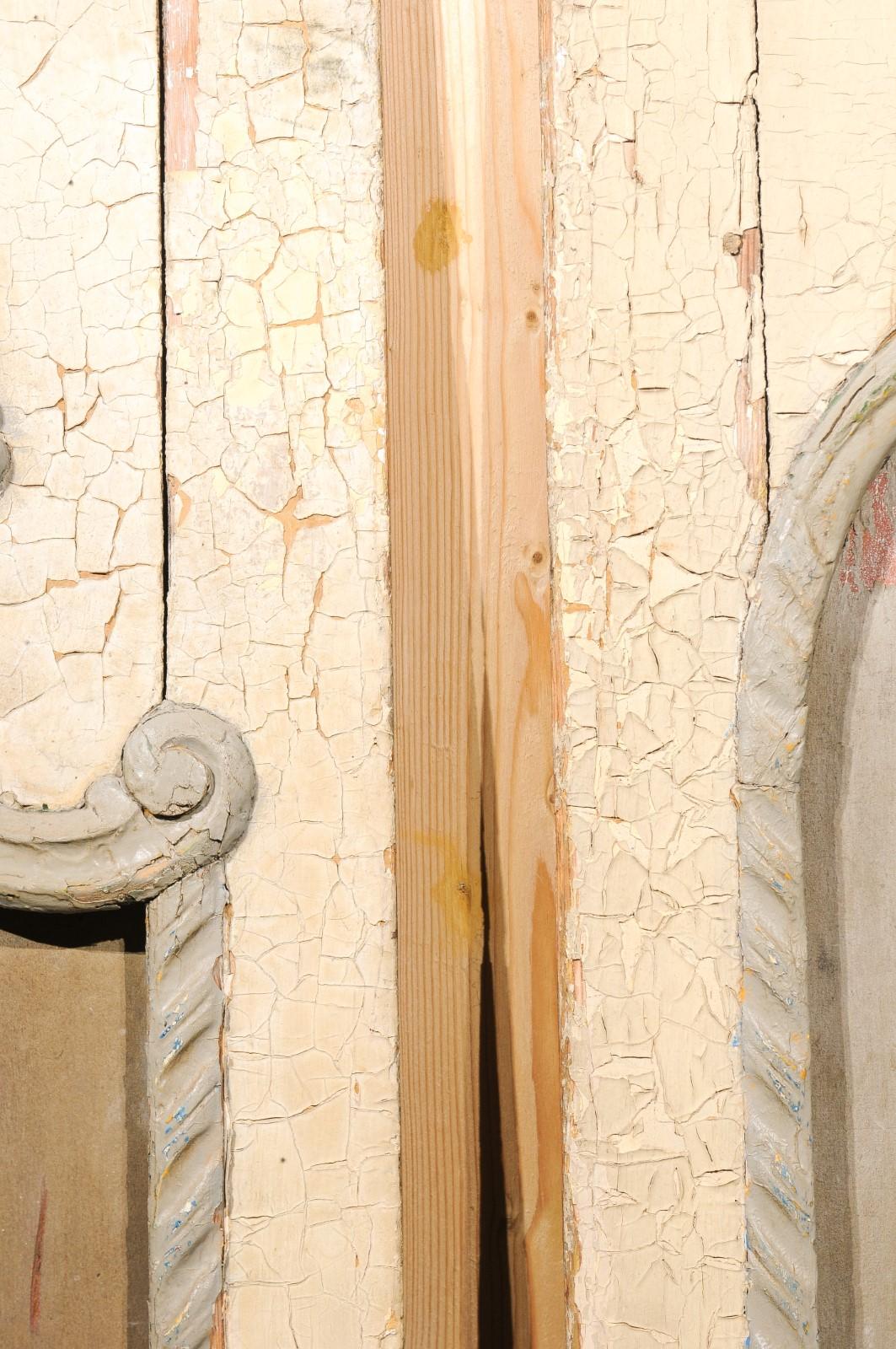 Italienische Türpaneele im Rokoko-Stil des frühen 19. Jahrhunderts mit bemalten Blumensträußen (Holz)