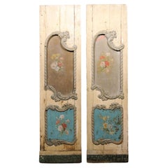 Italian Rococo Style Early 19th Century Door Panels with Painted Bouquets