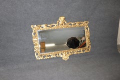Italian Rococo Style Floral Gilt Carved Wall Hanging Mirror C. 1940's