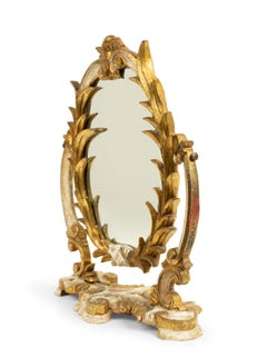 Tocador / Espejo de tocador italiano de estilo rococó tallado en dorado