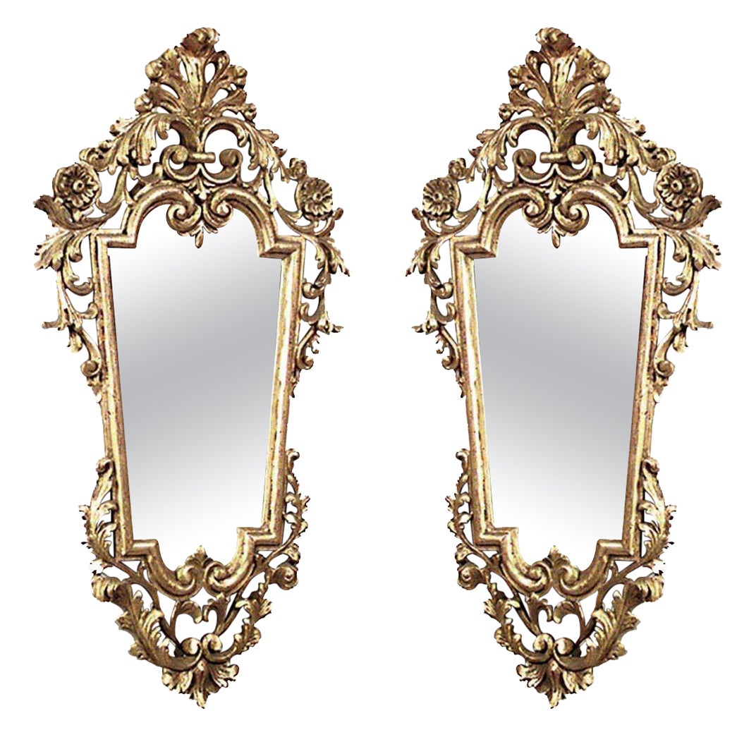 Italian Rococo Style Gilt Carved Wall Mirrors