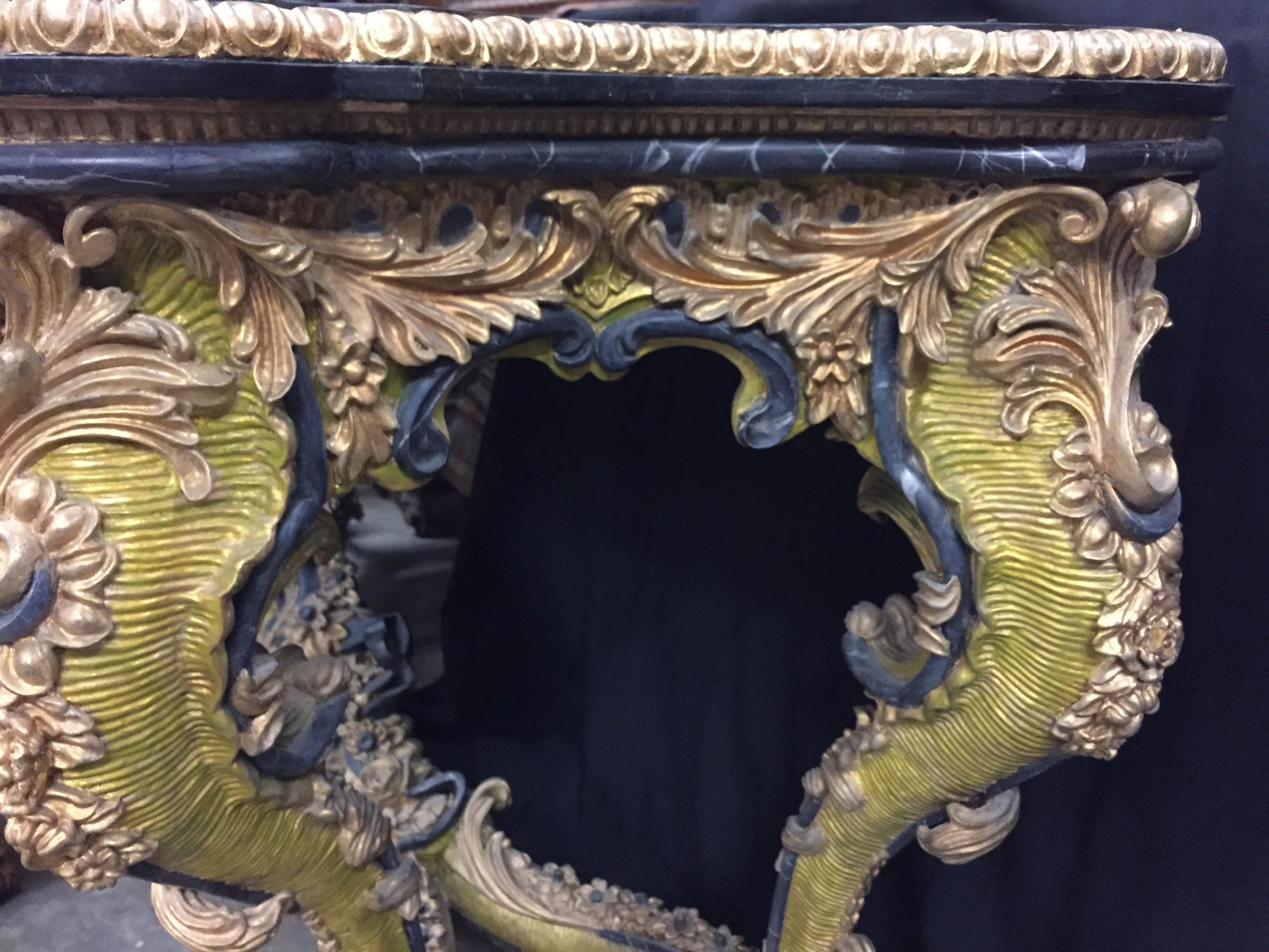 Italian Rococo Style Gilt Console Table 11