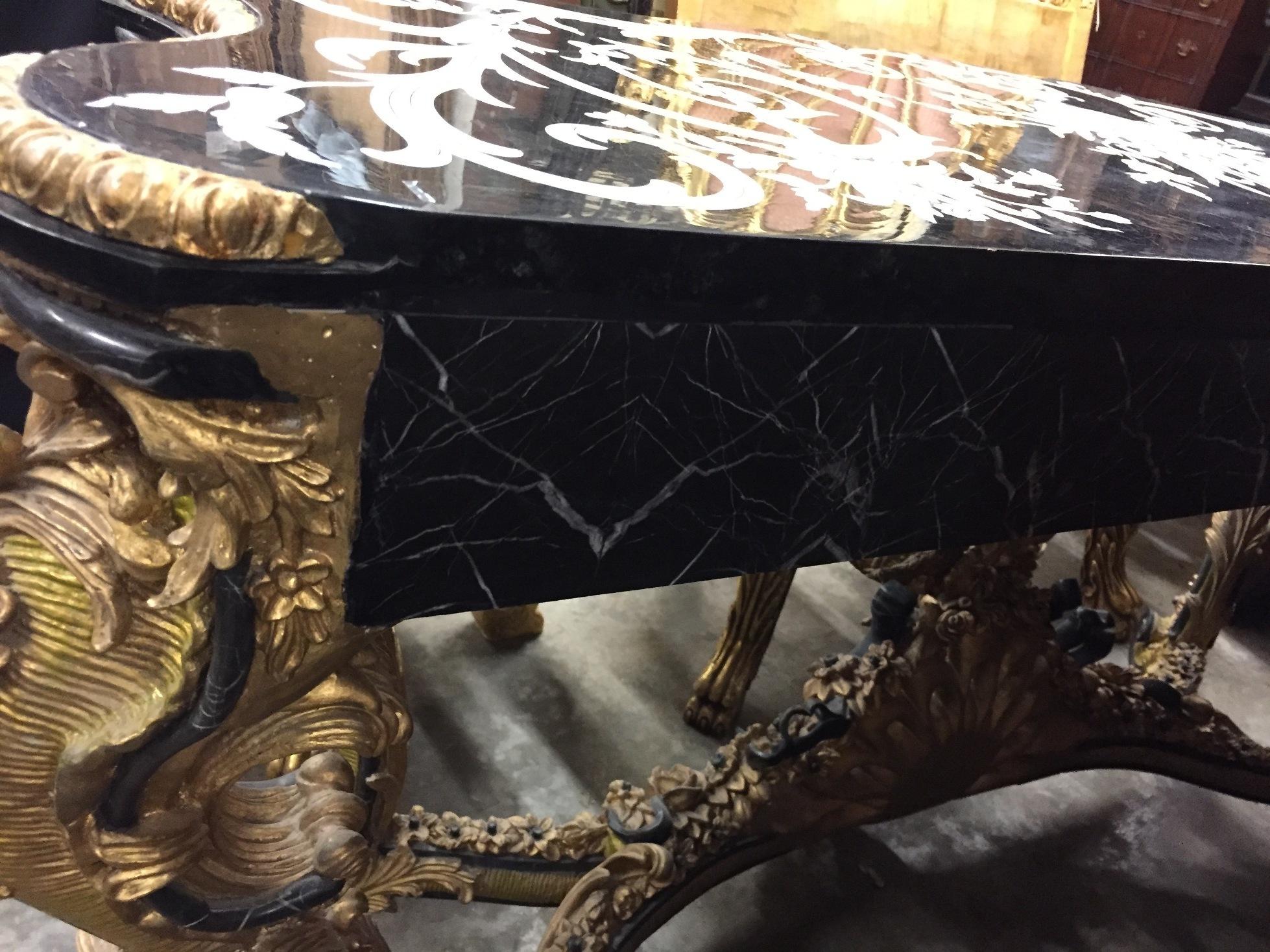 Italian Rococo Style Gilt Console Table 14