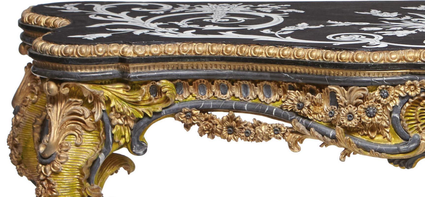 20th Century Italian Rococo Style Gilt Console Table