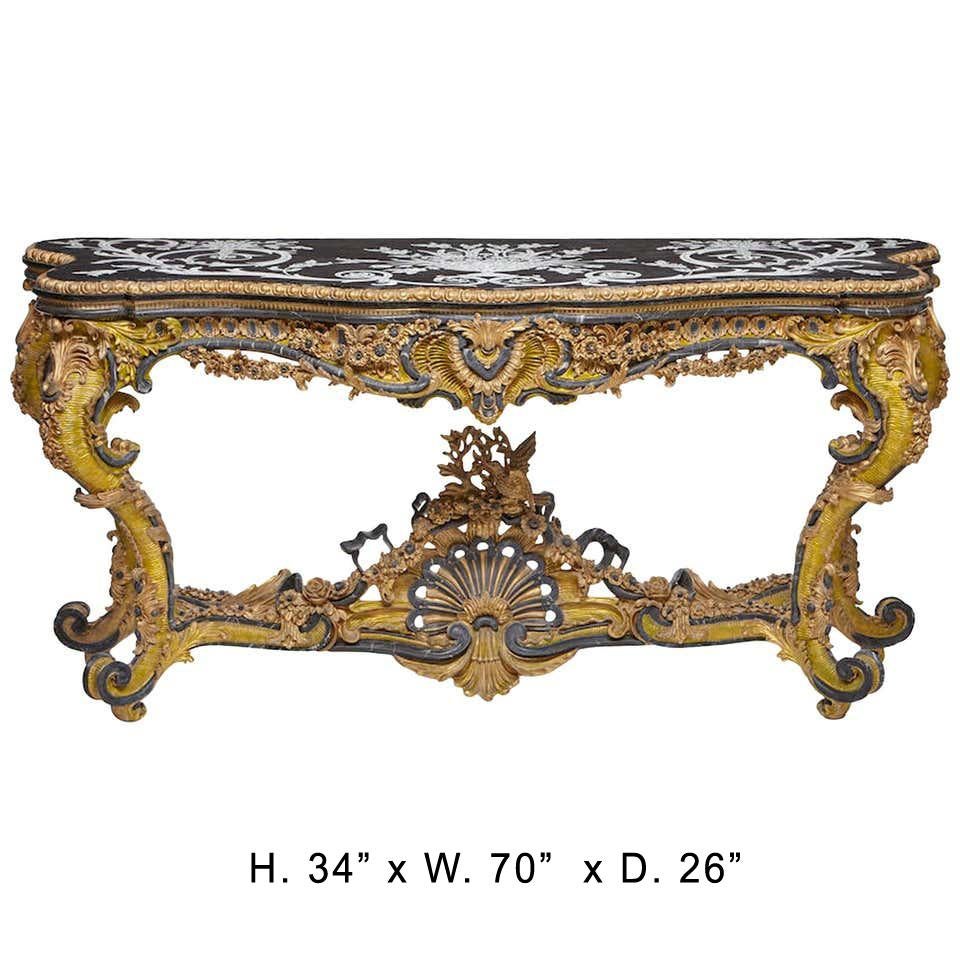 Italian Rococo Style Gilt Console Table In Good Condition In Cypress, CA