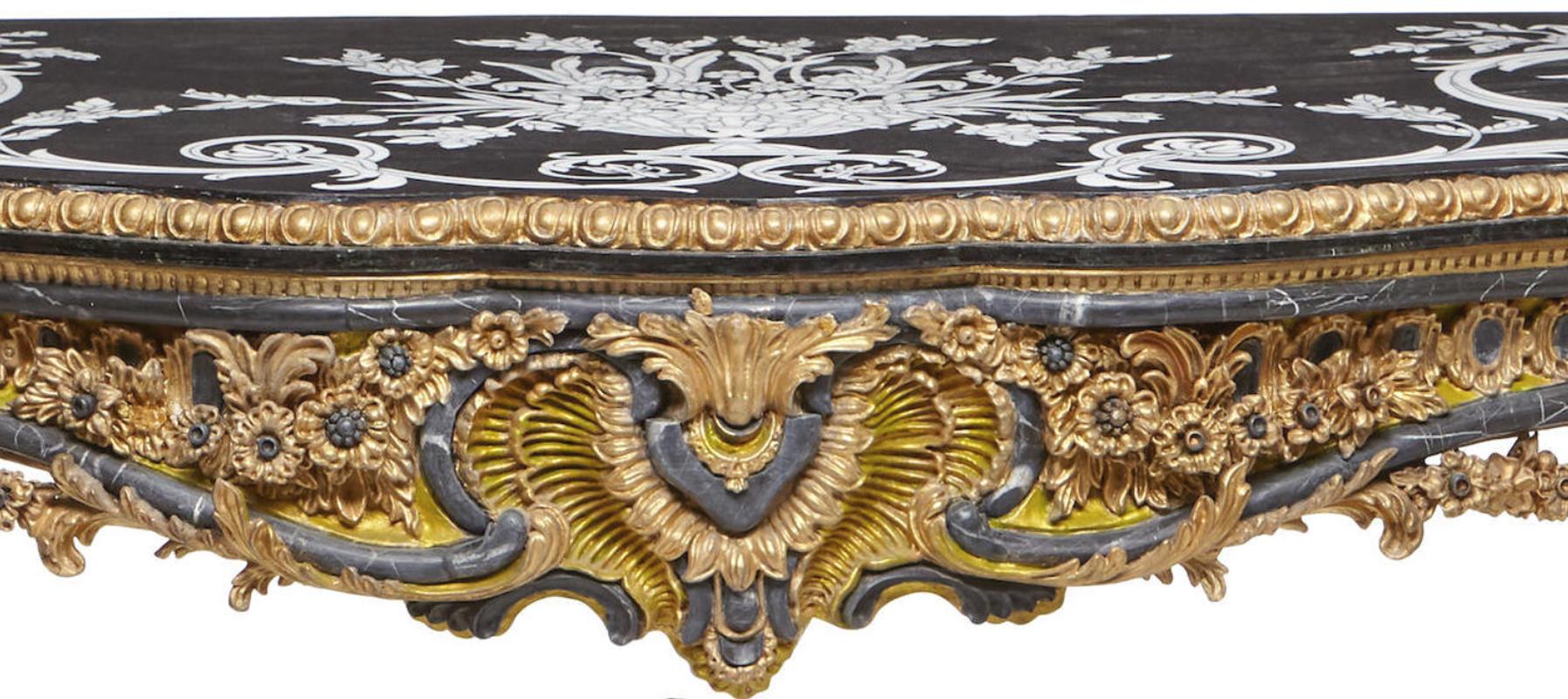 Italian Rococo Style Gilt Console Table 2