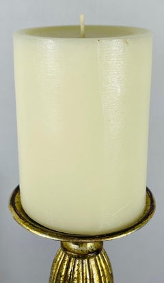 Italian Rococo Style Gilt Metal and Cut Glass Candle Holder, a Pair