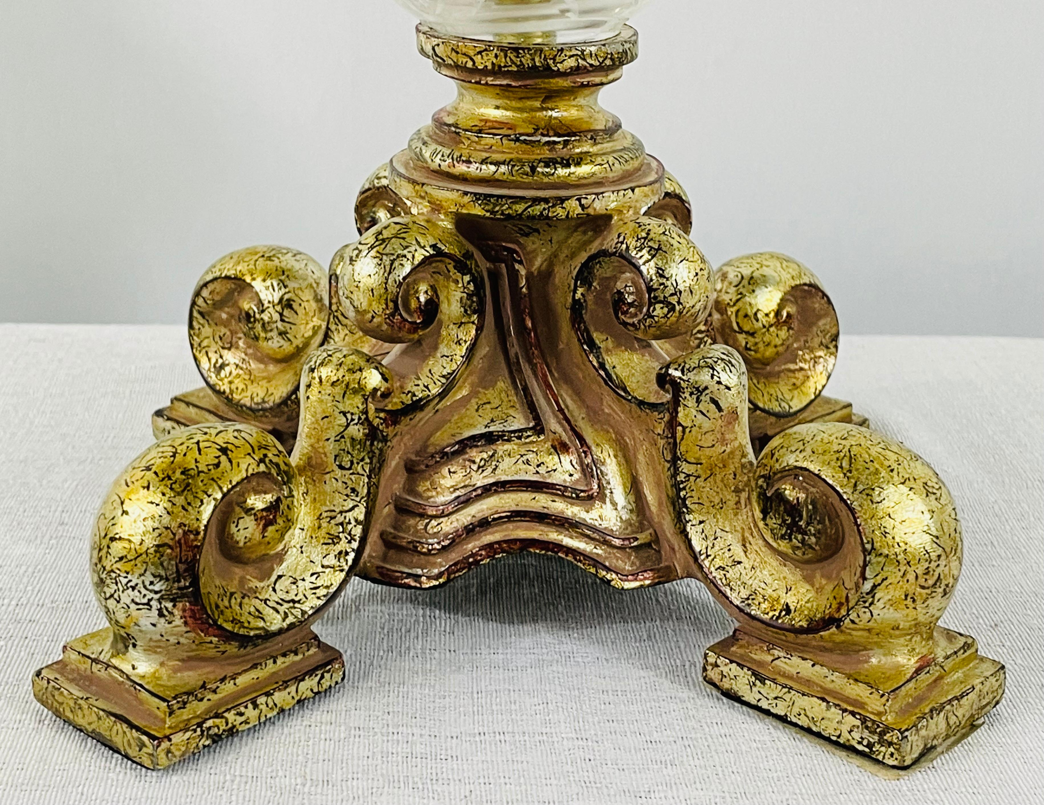 Italian Rococo Style Gilt Metal and Cut Glass Candle Holder, a Pair For Sale 3