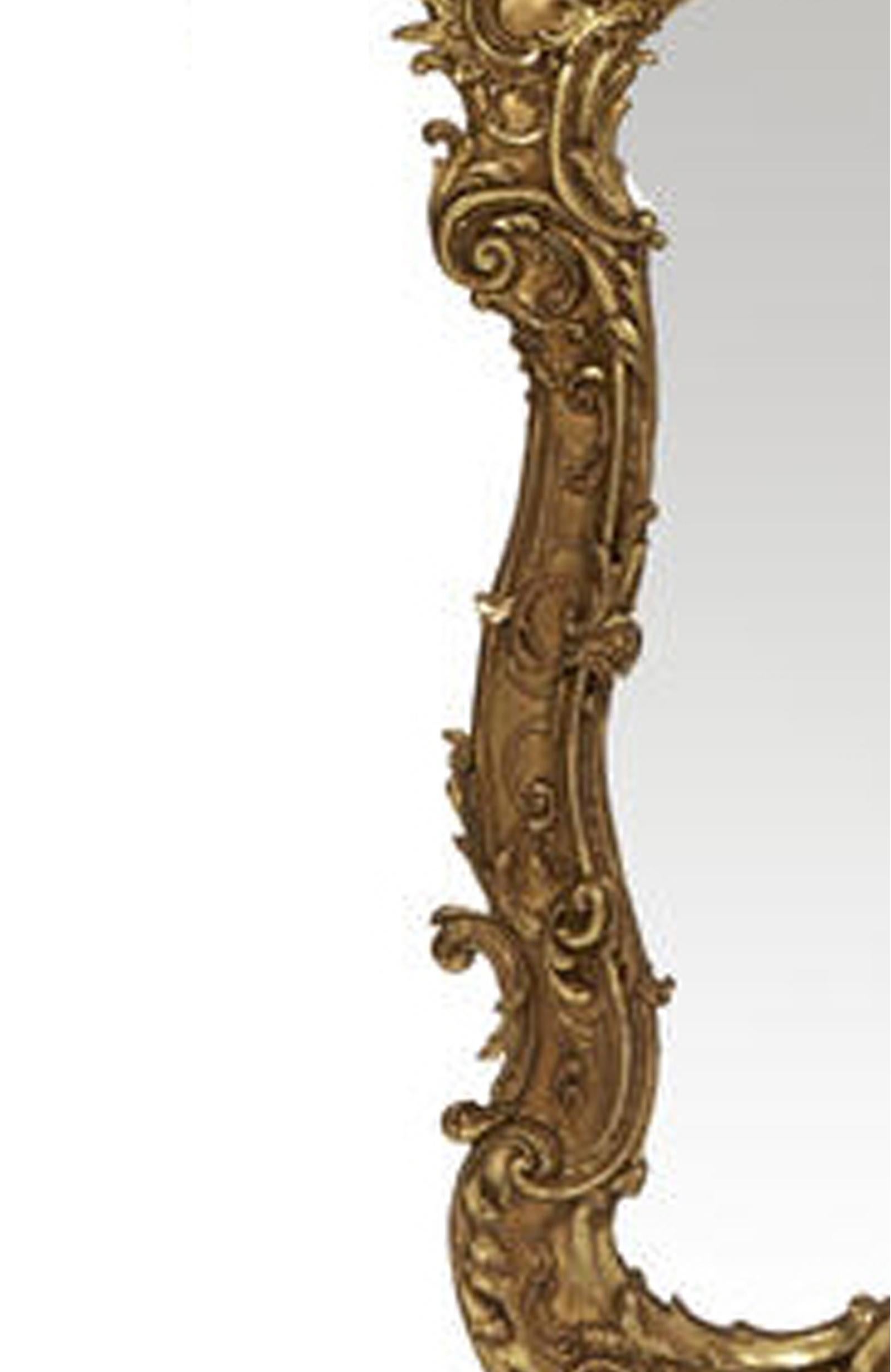 Hand-Carved Italian Rococo Style Gilt Mirror
