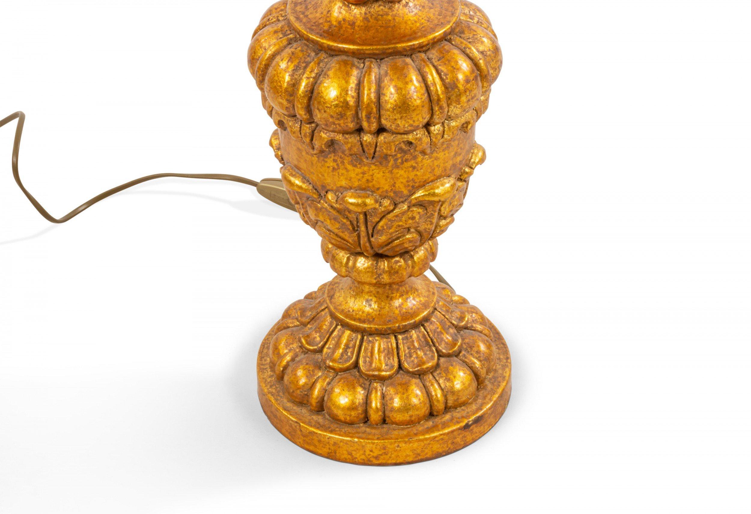 20th Century Italian Rococo Style Gilt Table Lamps