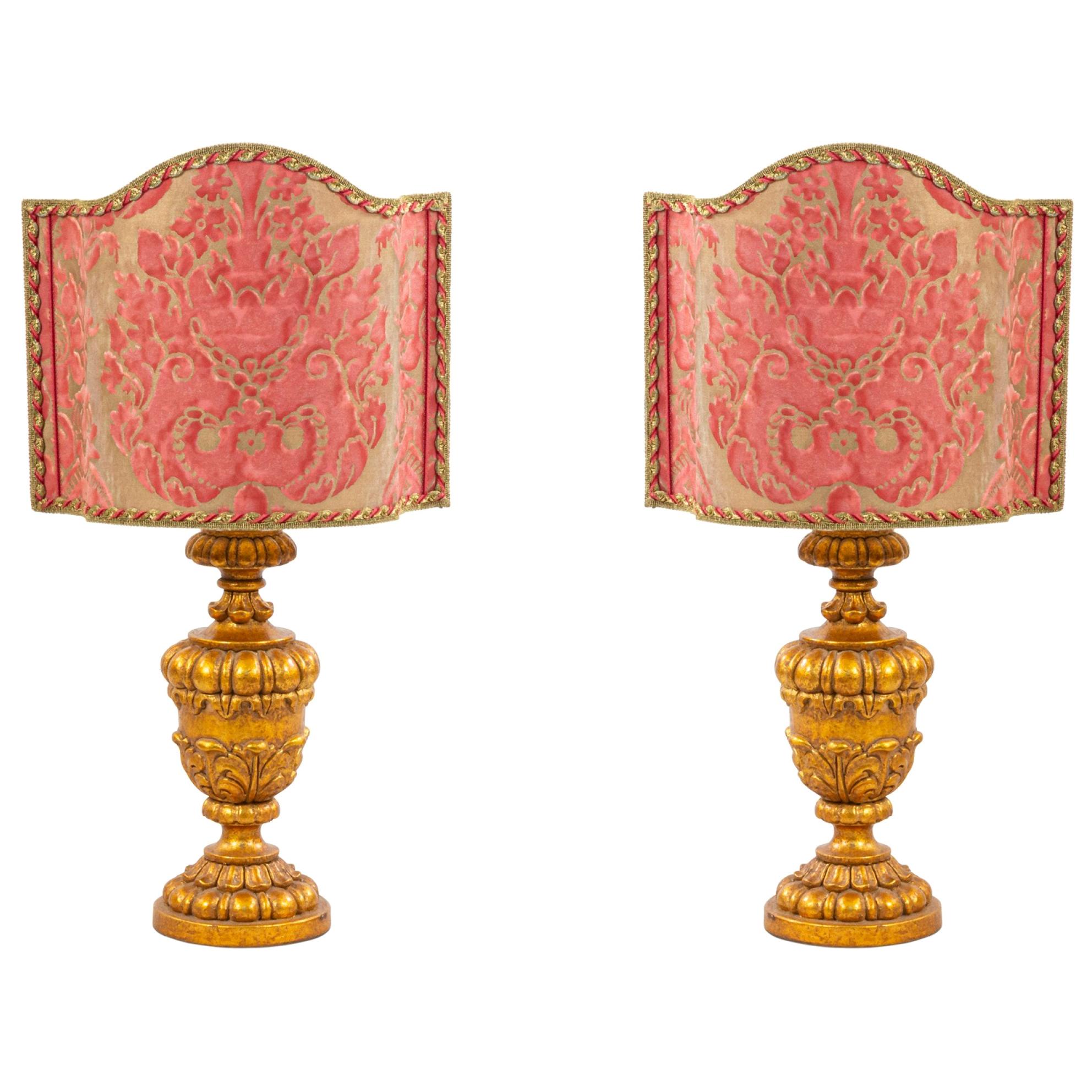 Italian Rococo Style Gilt Table Lamps