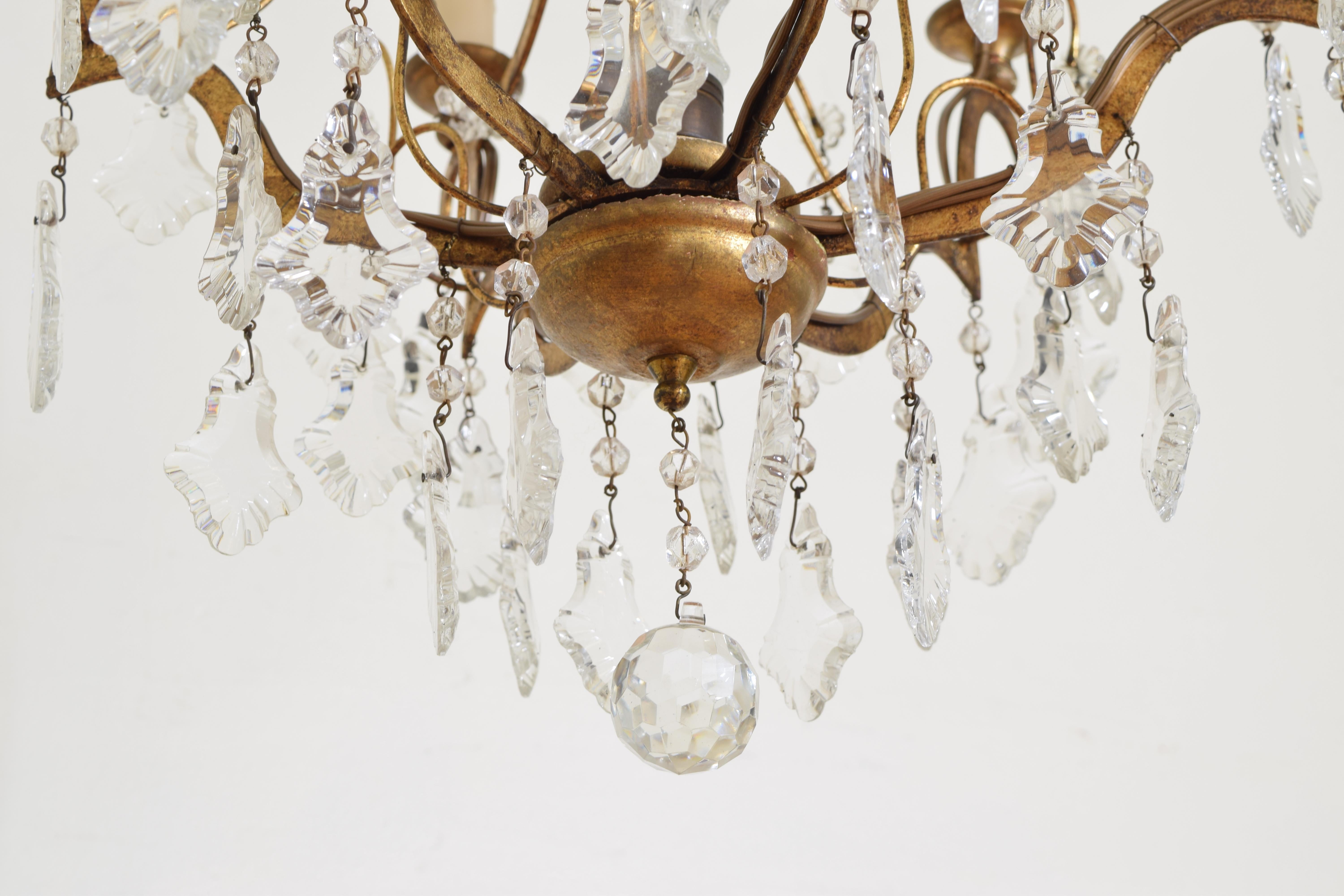 Italian Rococo Style Giltwood and Gilt Iron 6-Light Chandelier, UL Wired 8