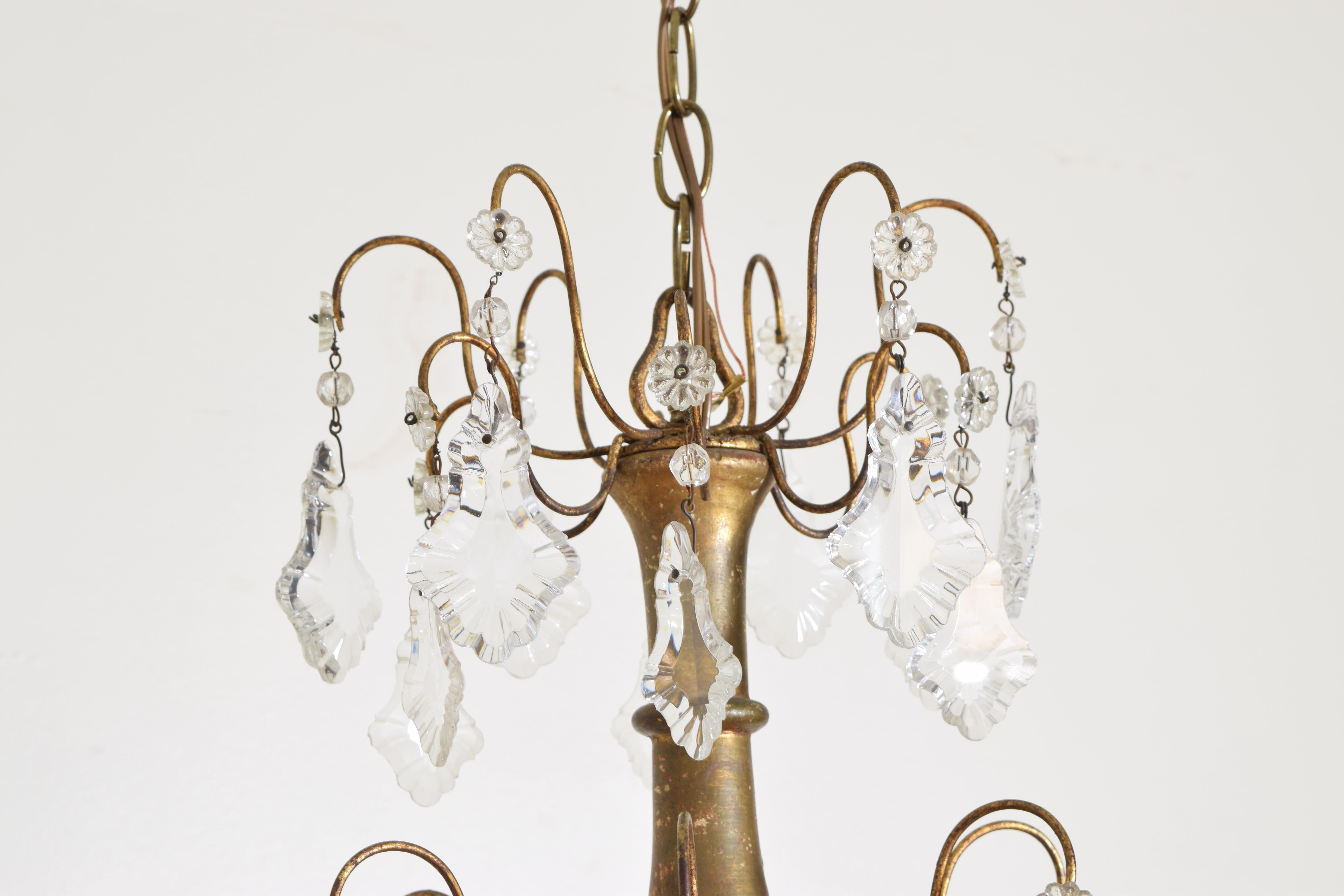 Italian Rococo Style Giltwood and Gilt Iron 6-Light Chandelier, UL Wired 2