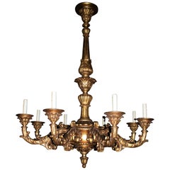 Antique Italian Rococo Style Giltwood Chandelier