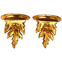 Italian Rococo Style Giltwood Wall Brackets