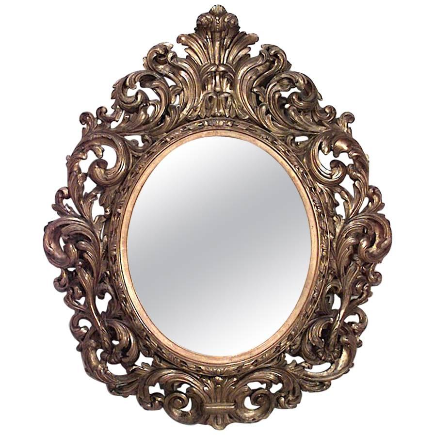 Italian Rococo Style Giltwood Wall Mirror For Sale