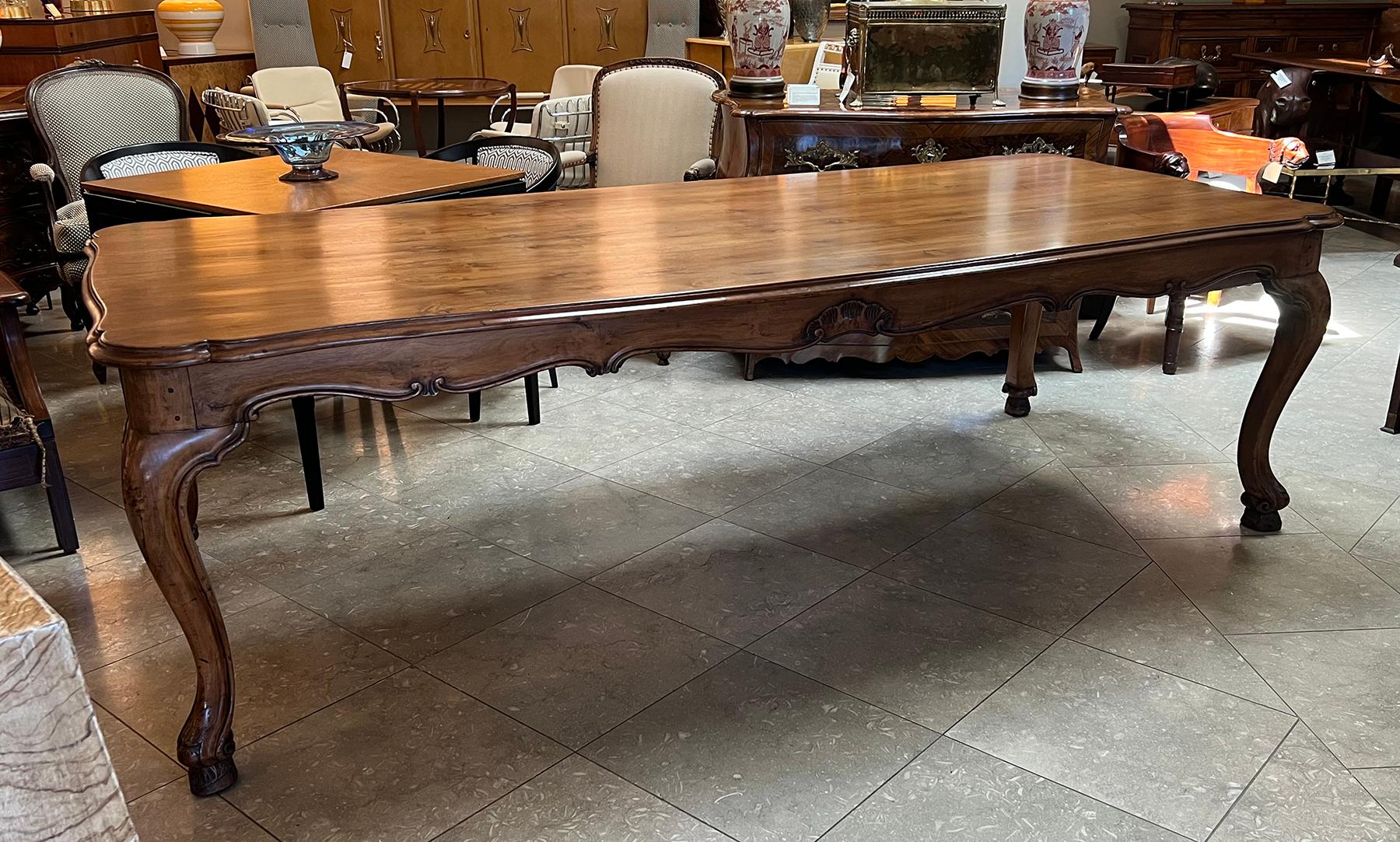 Italian Rococo Style Hand-carved European Walnut & Fruitwood Farm/library Table For Sale 6