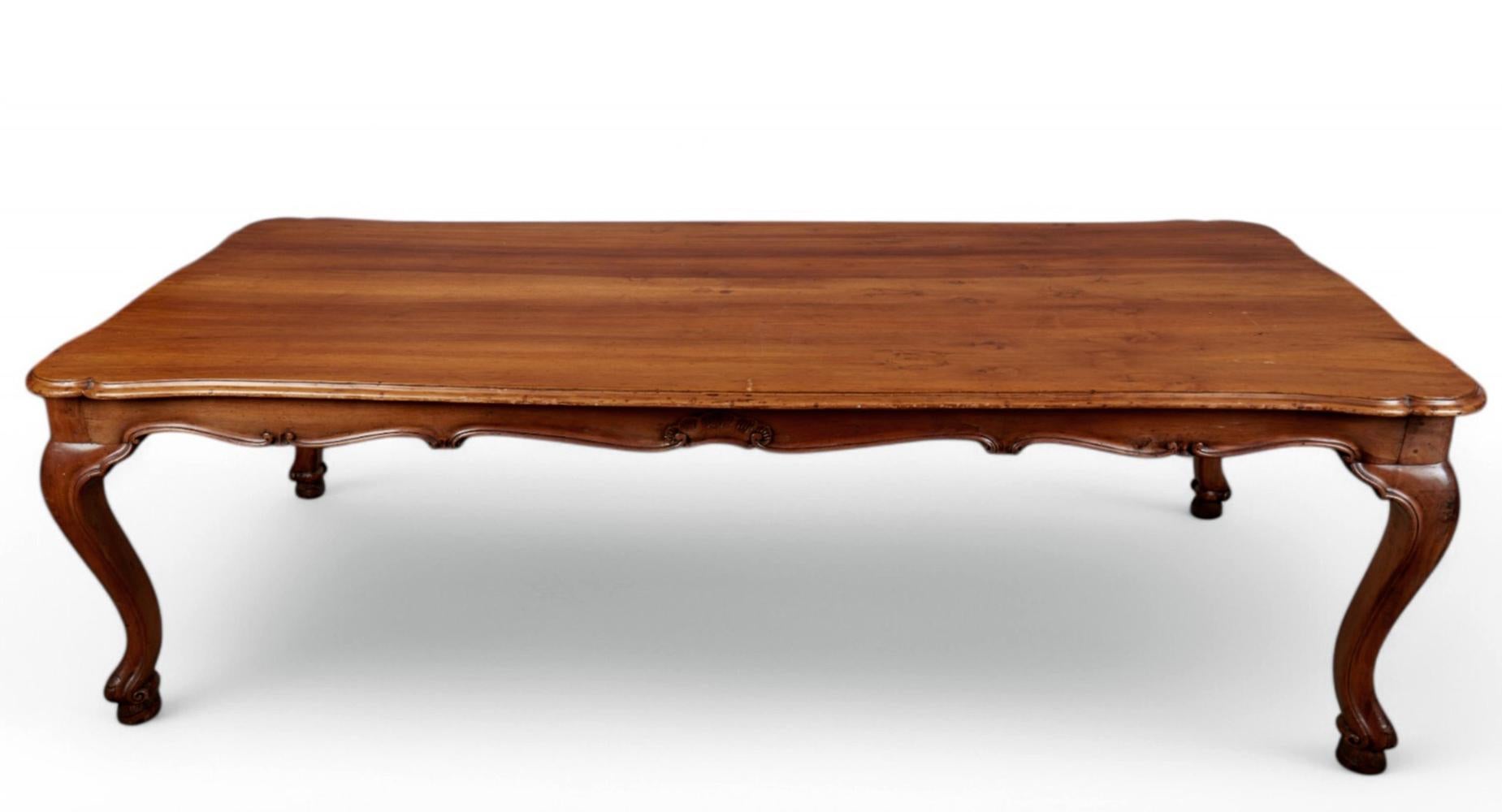 Hand-Carved Italian Rococo Style Hand-carved European Walnut & Fruitwood Farm/library Table For Sale