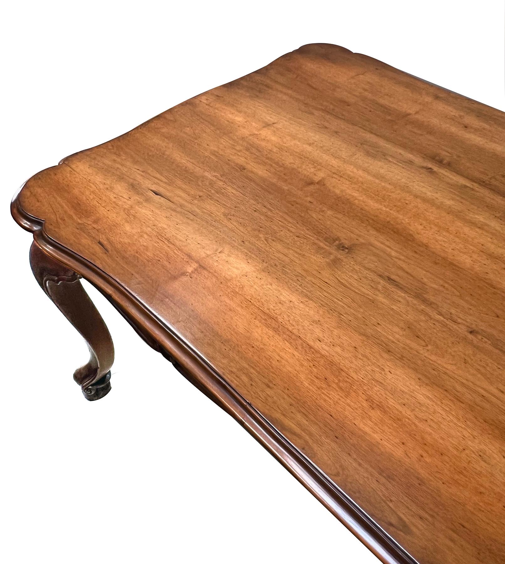 Italian Rococo Style Hand-carved European Walnut & Fruitwood Farm/library Table For Sale 2