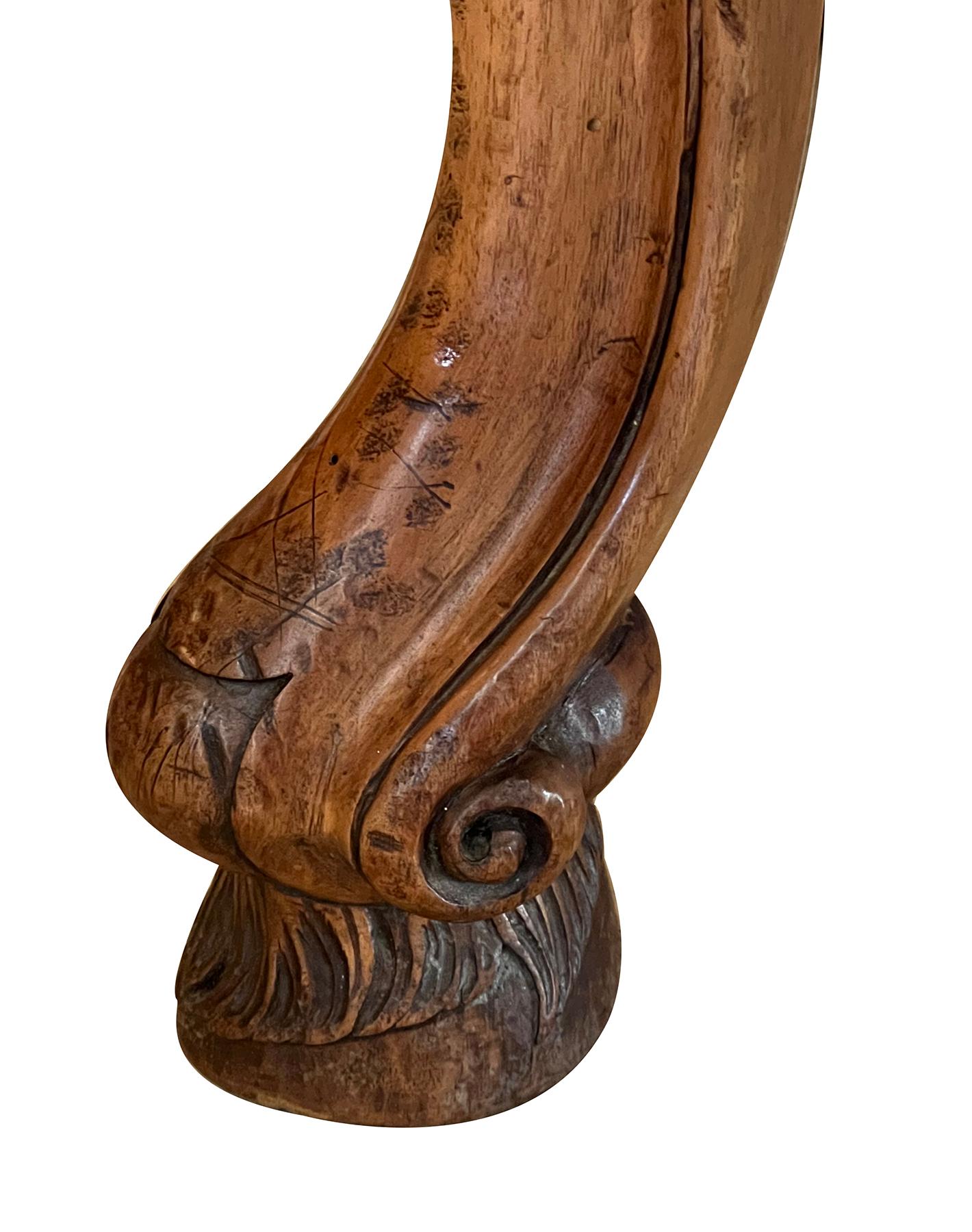 Italian Rococo Style Hand-carved European Walnut & Fruitwood Farm/library Table For Sale 4