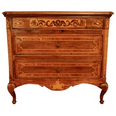 Italian Rococo Style Inlaid Walnut Miniature Chest