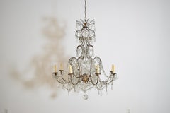 Italian Rococo Style Iron, Giltwood, and Glass 8-Light Chandelier, mid 19th cen.