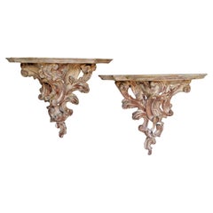 18th Century Style Italian Rococo Carved Pine Wall Brackets