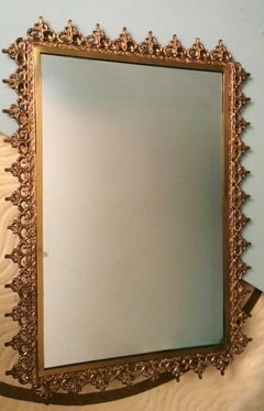 Italian Rococo Style Mirror With Gilded Brass Border