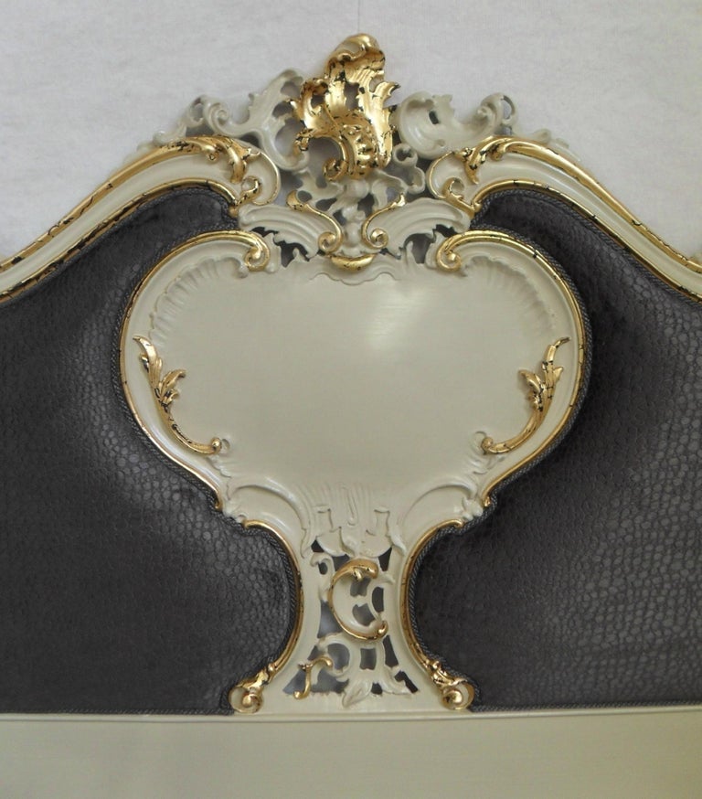 Italian Rococo Style Painted and Gilt King Size Bed Frame at 1stDibs