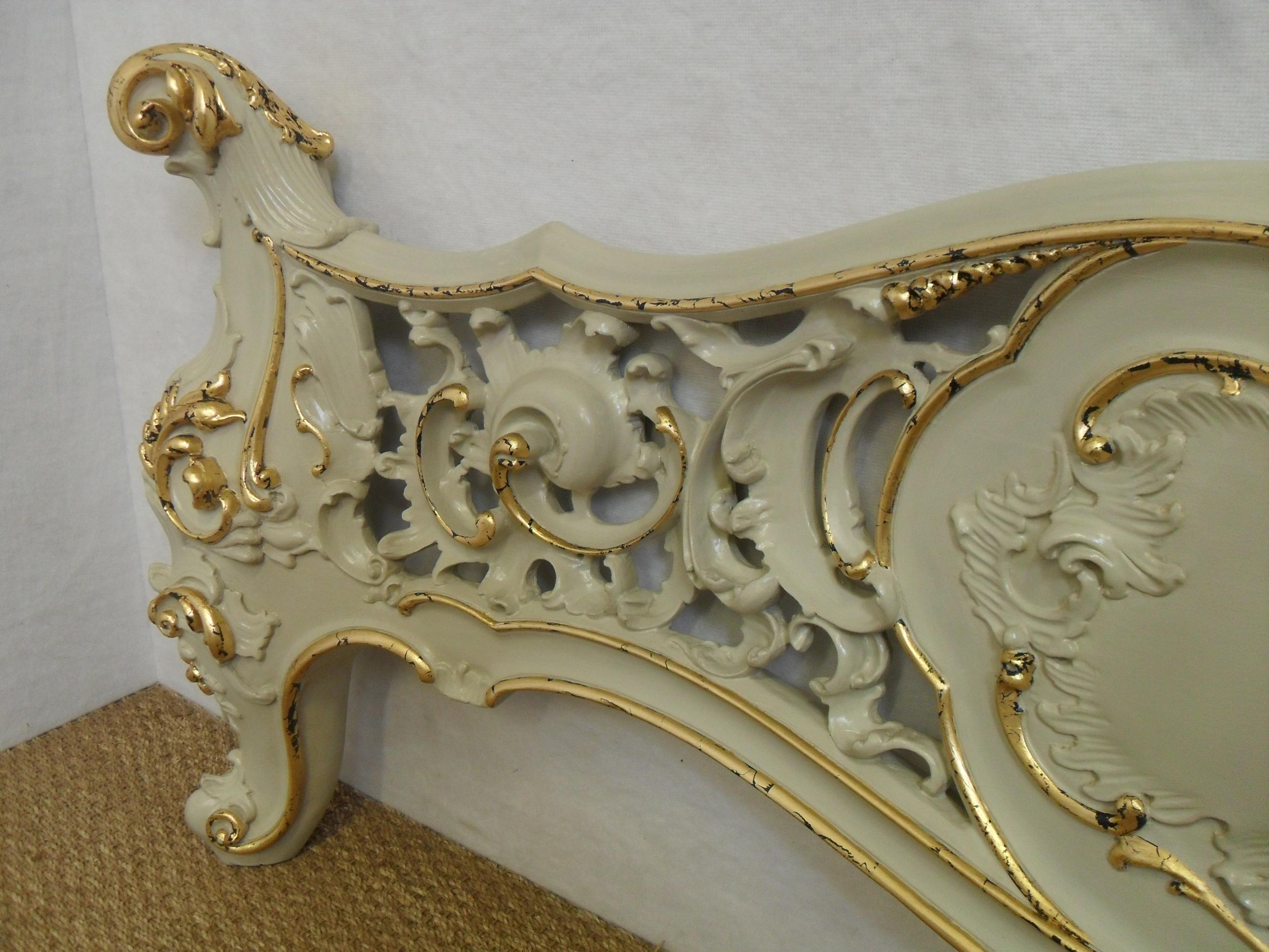 Italian Rococo Style Painted and Gilt King Size Bed Frame 2