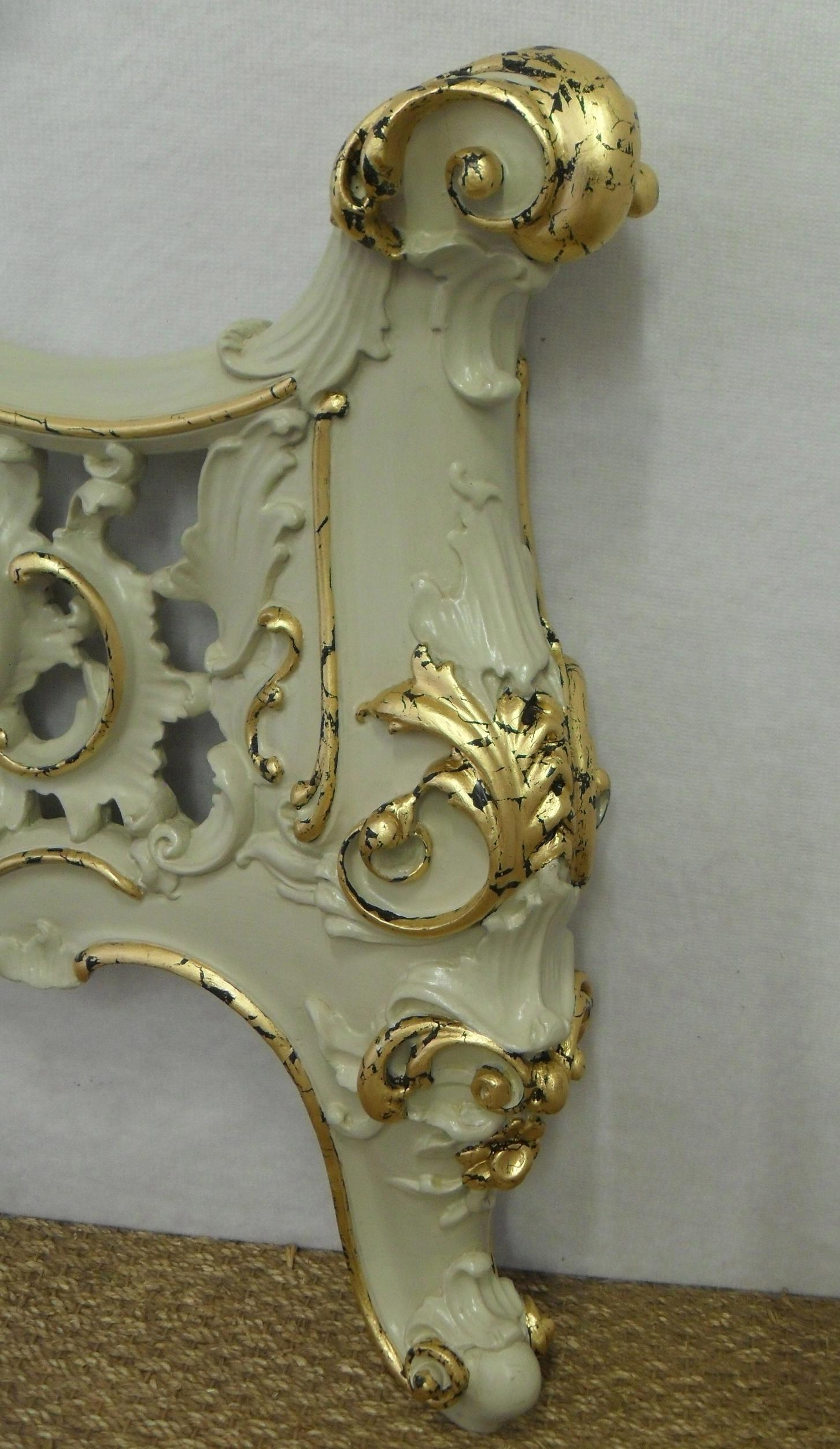 Italian Rococo Style Painted and Gilt King Size Bed Frame 3