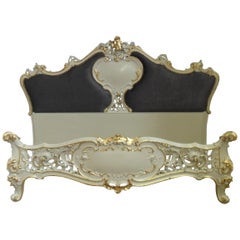 Italian Rococo Style Painted and Gilt King Size Bed Frame