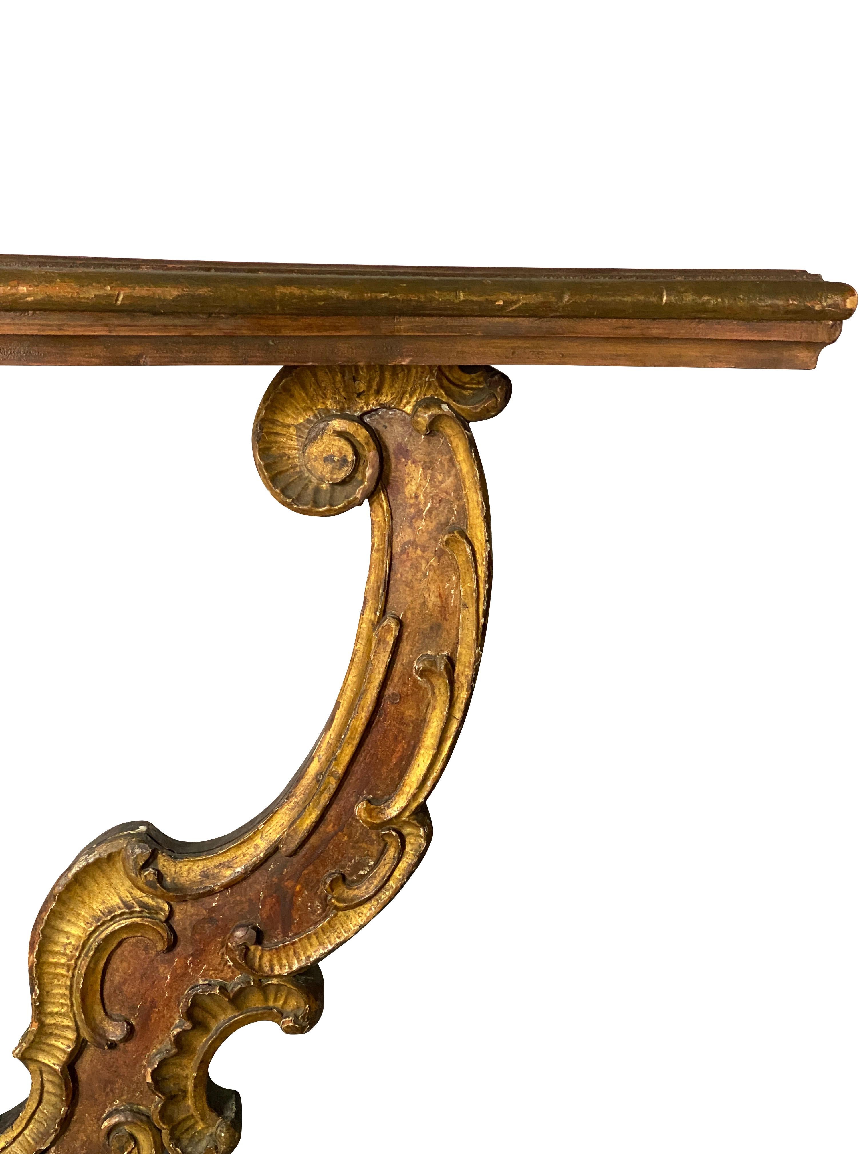 Italian Rococo Style Painted Console Table For Sale 1