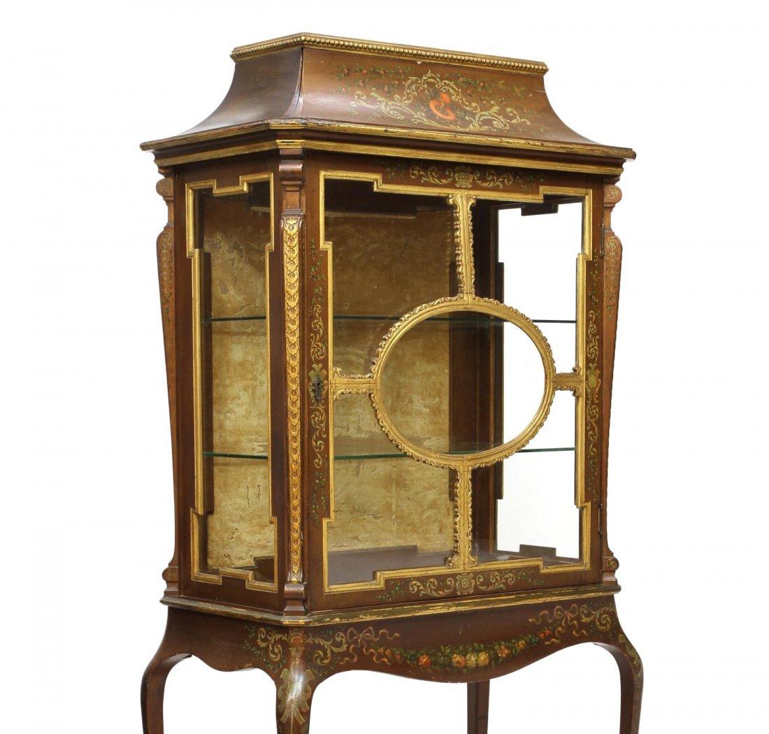 Hand-Carved Italian Rococo Style Painted Display Cabinet, 19th Century