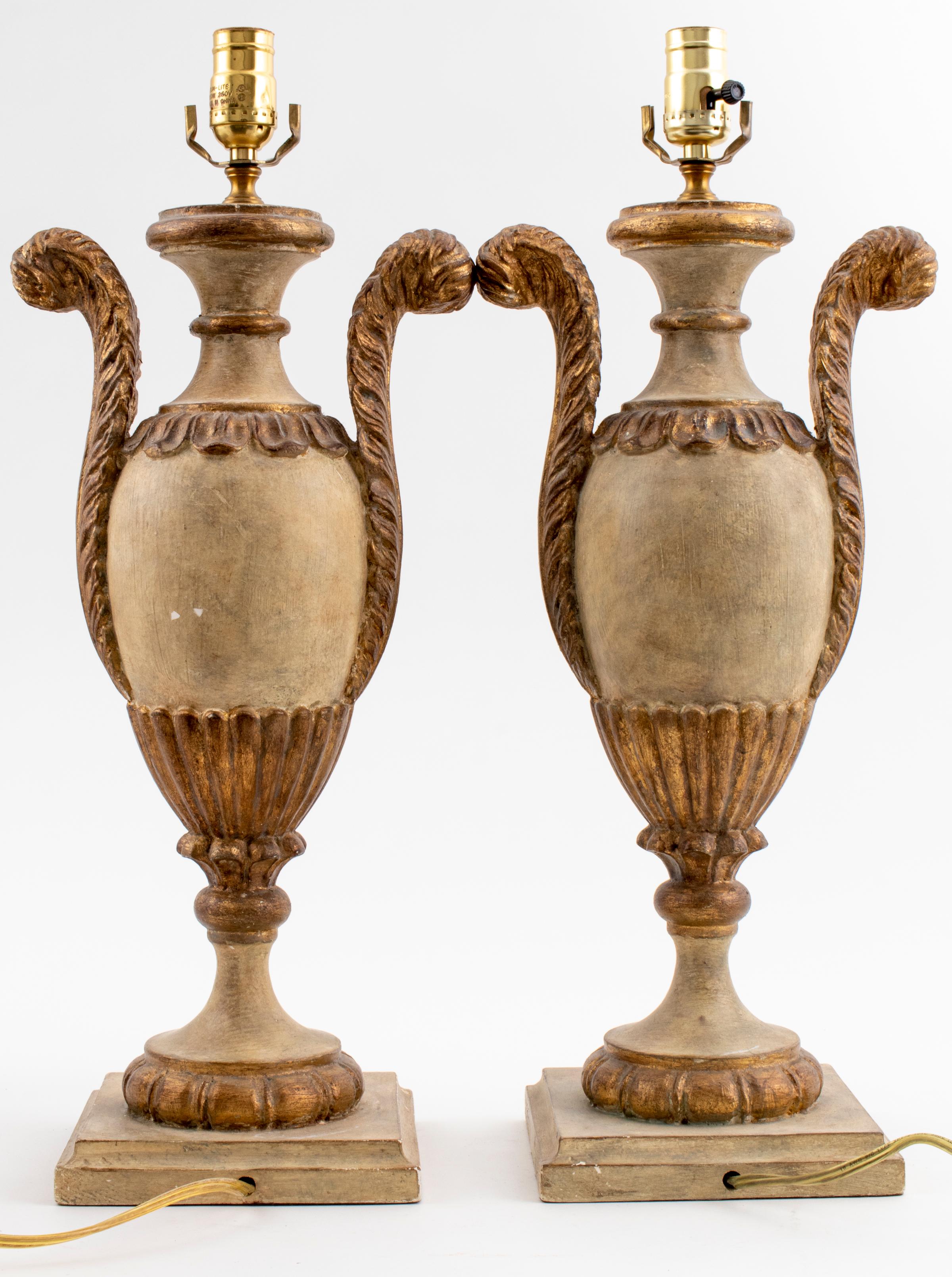 Italian Rococo Style Painted Table Lamps In Good Condition In New York, NY