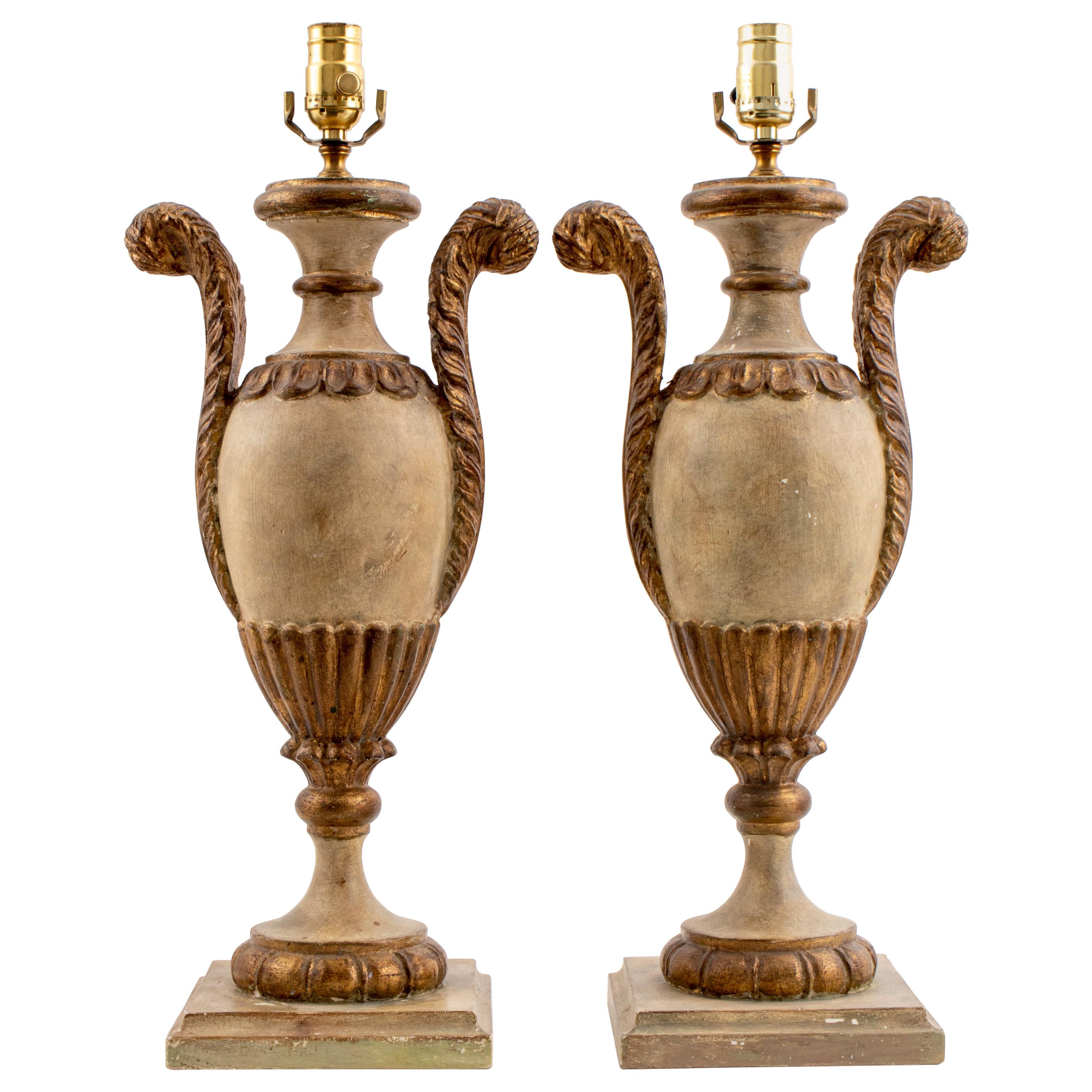 Italian Rococo Style Painted Table Lamps