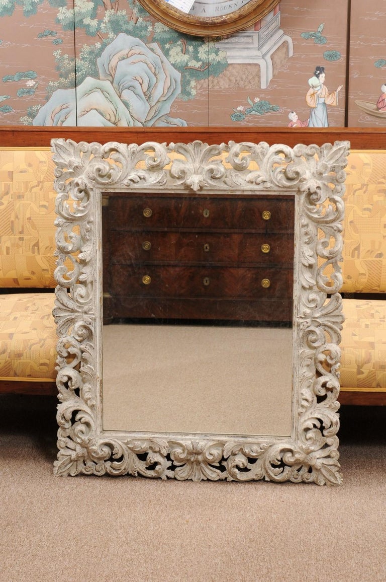 Rectangular Rococo Mirror Italian Rococo Style Painted White Carved Rectangular Mirror, 19th ...
