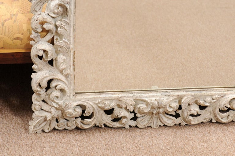 Rectangular Rococo Mirror Italian Rococo Style Painted White Carved Rectangular Mirror, 19th ...