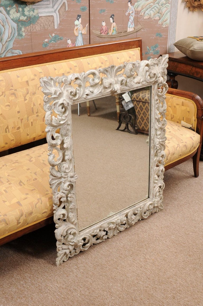 Rectangular Rococo Mirror Italian Rococo Style Painted White Carved Rectangular Mirror, 19th ...