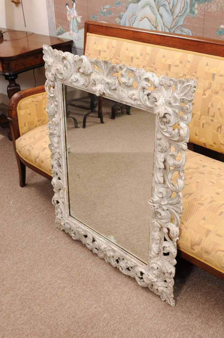 Rectangular Rococo Mirror Italian Rococo Style Painted White Carved Rectangular Mirror, 19th ...