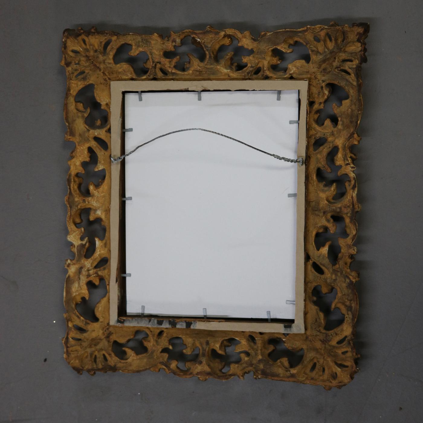 Carved Italian Rococo Style Reticulated Foliate Giltwood Wall Mirror, 20th Century