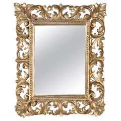 Italian Rococo Style Reticulated Foliate Giltwood Wall Mirror, 20th Century