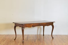 Italian Rococo Style Shaped Walnut 3-Drawer Desk, 2nd Half 19th Century