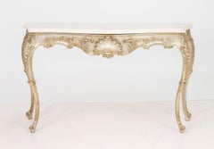 Italian Rococo Style Silvered Wood Console Table